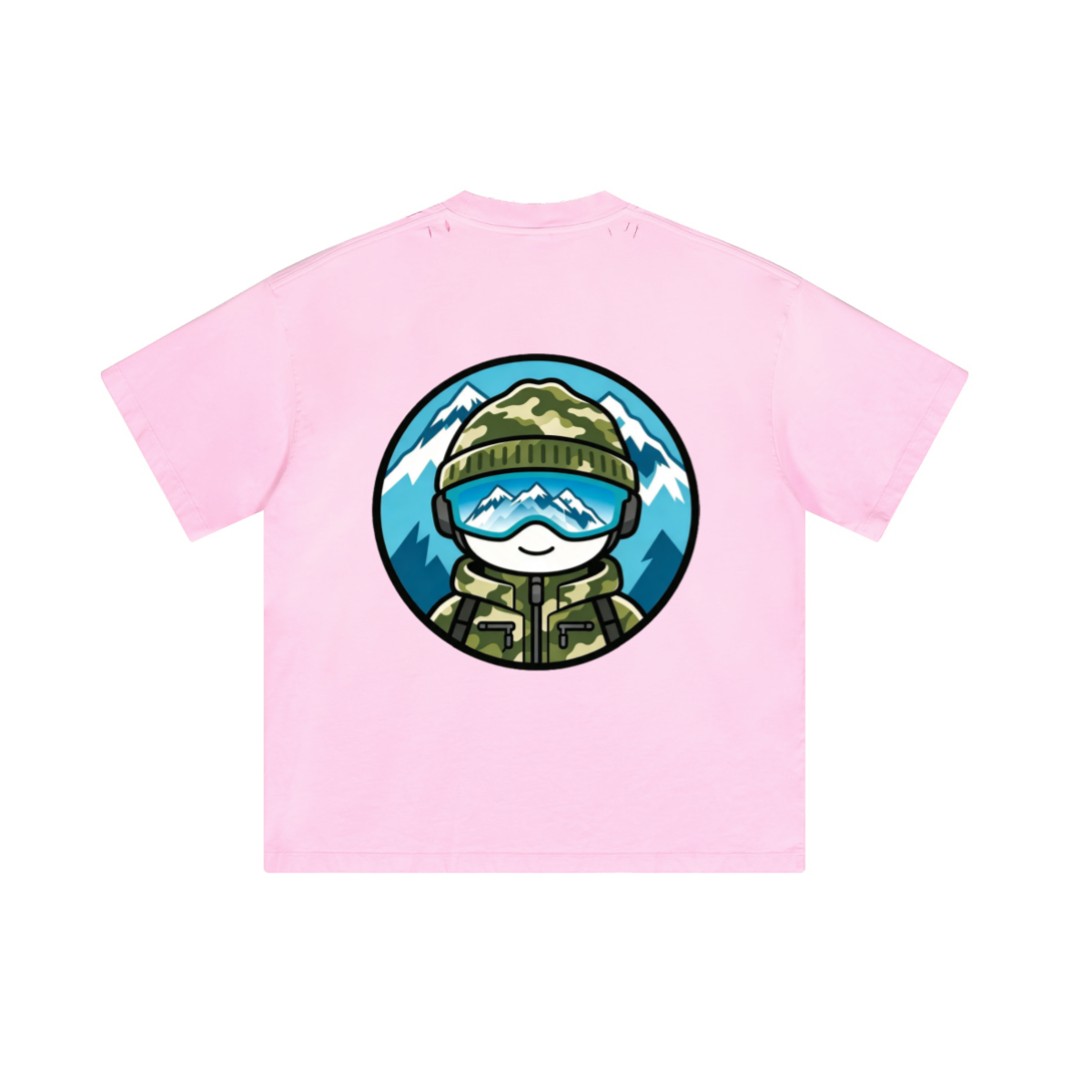 250GSM Men's Distressed Raw-Edge Vintage-Wash Boxy T-Shirt Pink