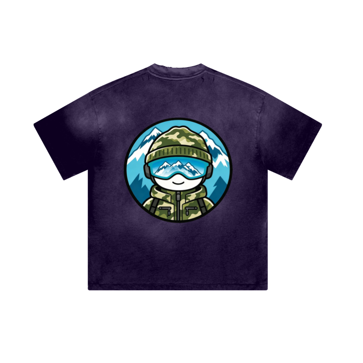 250GSM Men's Distressed Raw-Edge Vintage-Wash Boxy T-Shirt  Purple