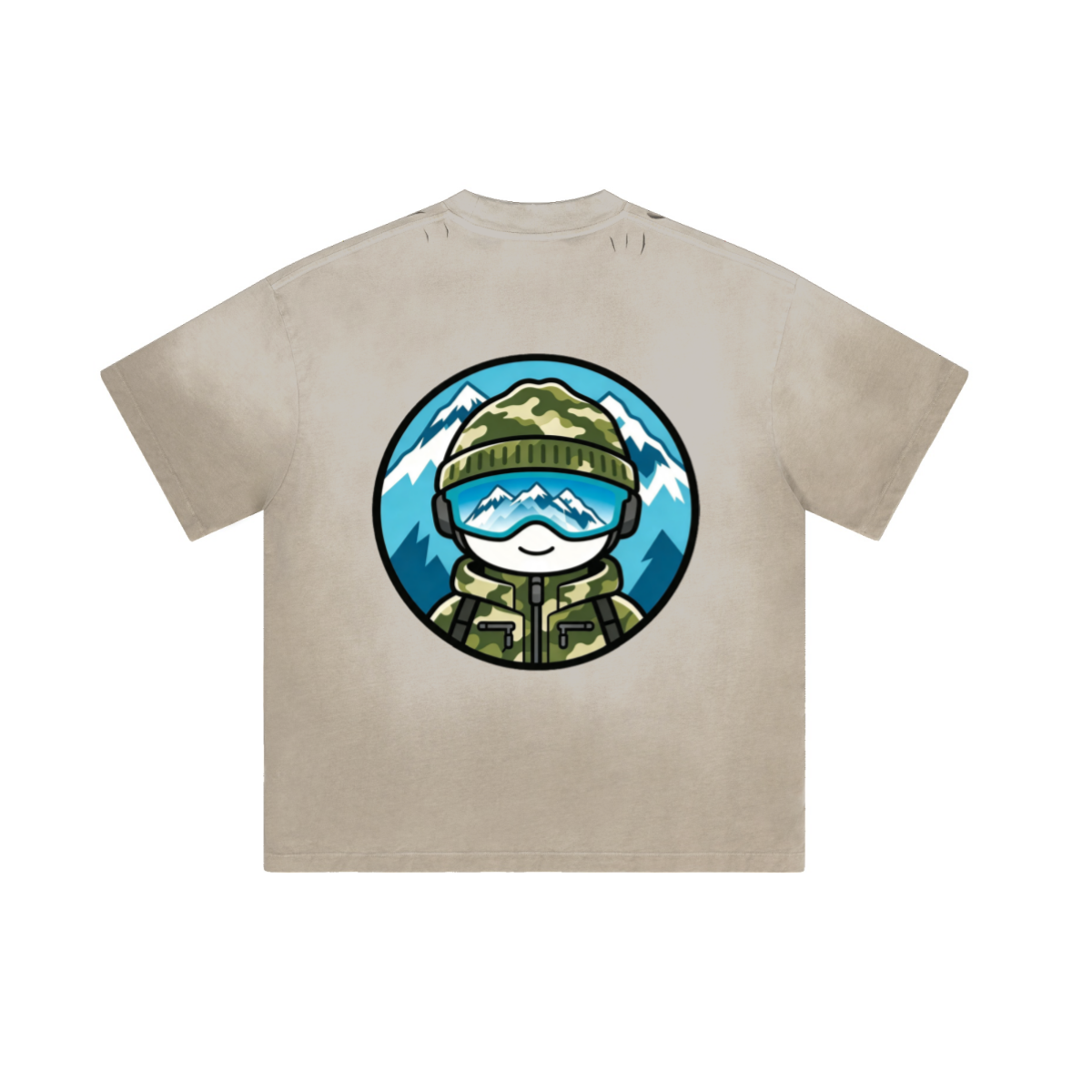 250GSM Men's Distressed Raw-Edge Vintage-Wash Boxy T-Shirt Light Gray